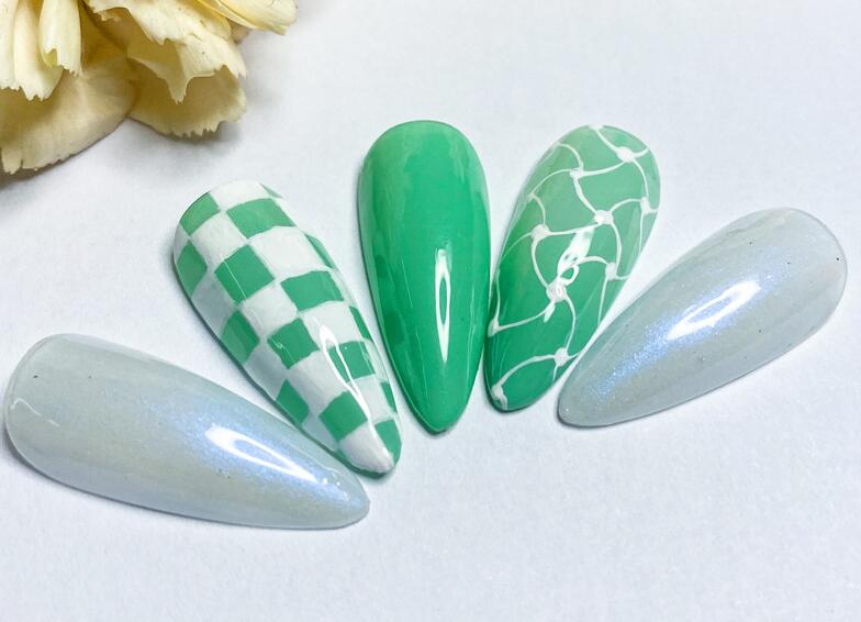 棋盤美甲，南寧美甲學習作品欣賞