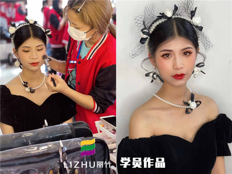 廣西美妝造型培訓學校作品：輕復古造型、韓式披發(fā)新娘造型