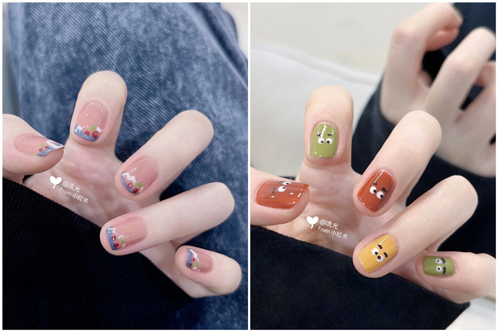 夏日涂鴉風(fēng)美甲分享，廣西網(wǎng)紅美甲培訓(xùn)推薦