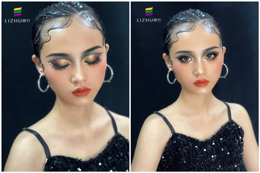 拉丁舞妝容技巧，廣西造型彩妝學(xué)校真人操作