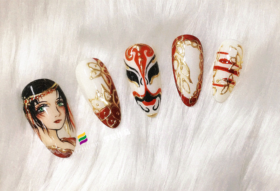 彩繪卡通美甲，廣西南寧美甲學(xué)校學(xué)員作品