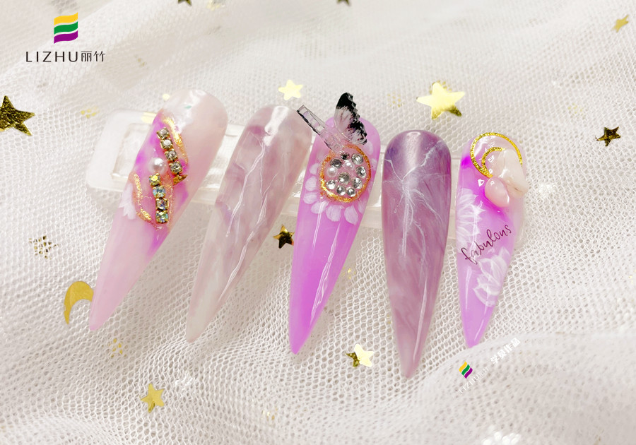 冰透蝴蝶結(jié)暈染美甲&暈染液藝術(shù)美甲 | 南寧美甲實訓作品