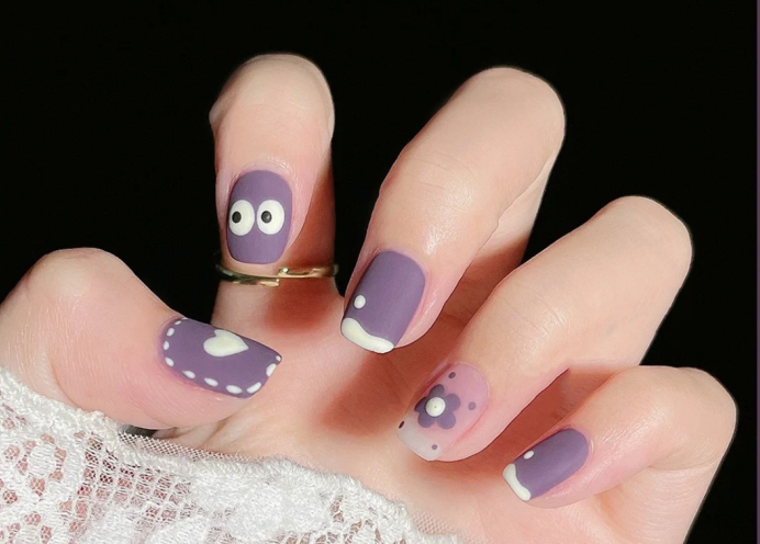 紫色美甲款式合集，?學(xué)美甲在麗竹分享