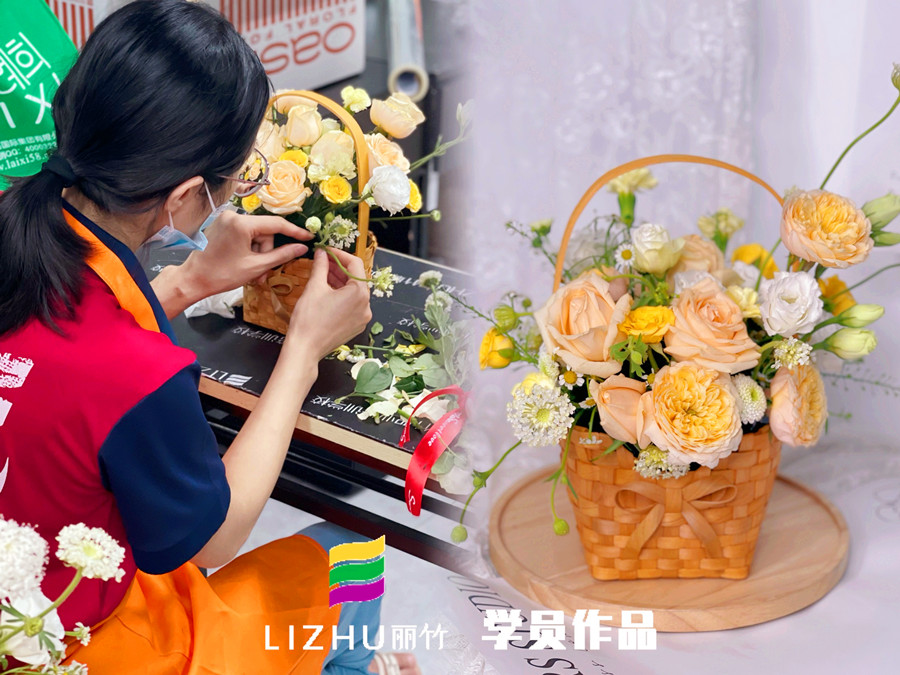 奶油系手提花籃特點，?廣西學花藝零基礎課程