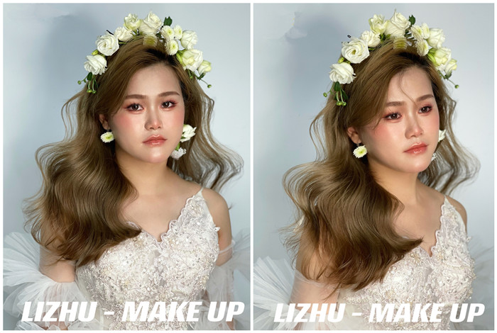 鮮花披發(fā)新娘造型，南寧新娘化妝進(jìn)修作品