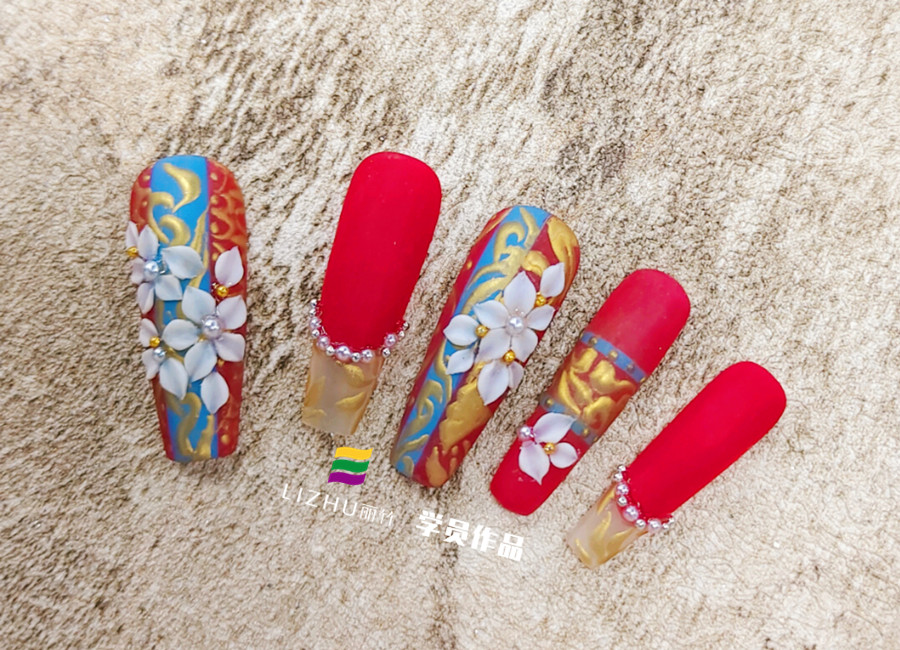 中式秀禾美甲，南寧美甲培訓(xùn)進(jìn)修班作品