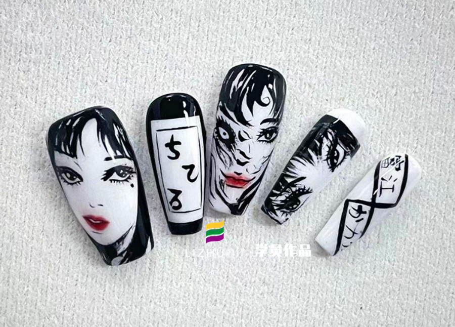 動漫《富江》美甲，廣西美甲實訓作品