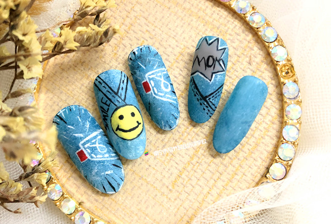 牛仔美甲&手繪美甲，南寧美甲技師學校作品