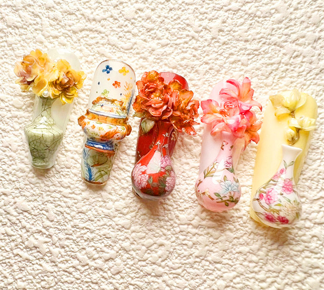 國風瓷器美甲，南寧美甲款式造型作品