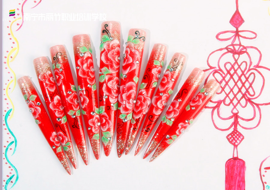 新年美甲排筆彩繪，南寧美甲學(xué)徒必學(xué)款