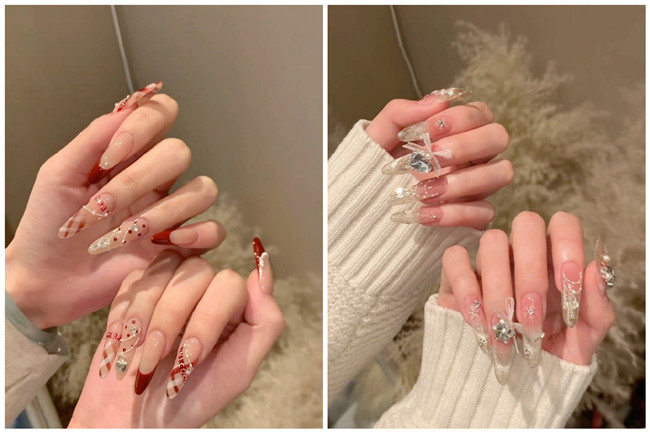 貼鉆長美甲，南寧美甲造型師學校收集整理