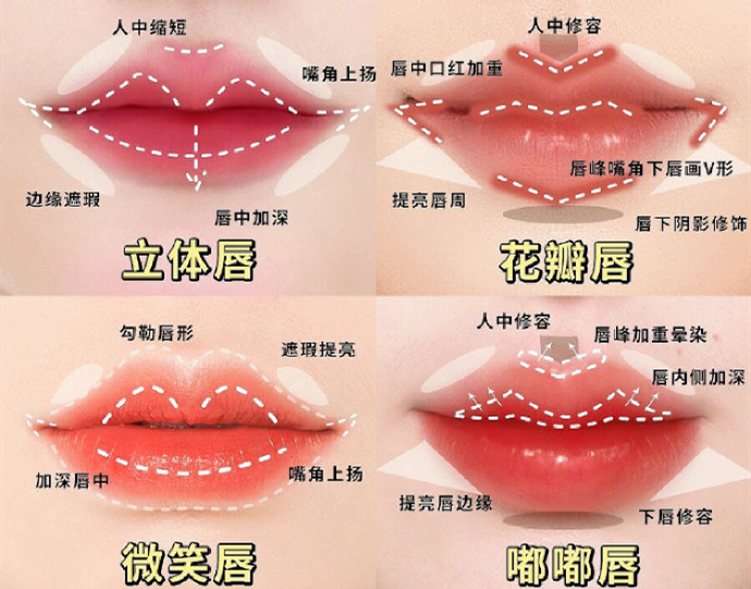 不同唇妝畫法教程，南寧化妝教學(xué)機(jī)構(gòu)分享
