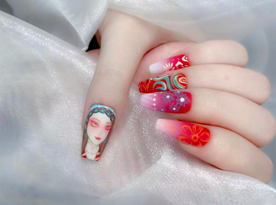 國(guó)風(fēng)花旦美甲，南寧美甲店推薦
