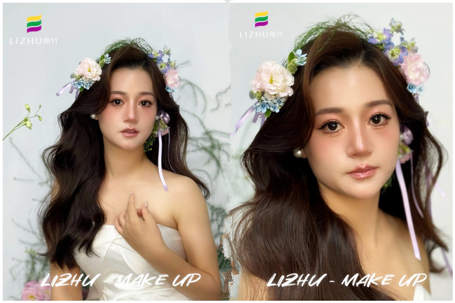 韓系鮮花新娘，廣西新娘化妝學校課堂作品