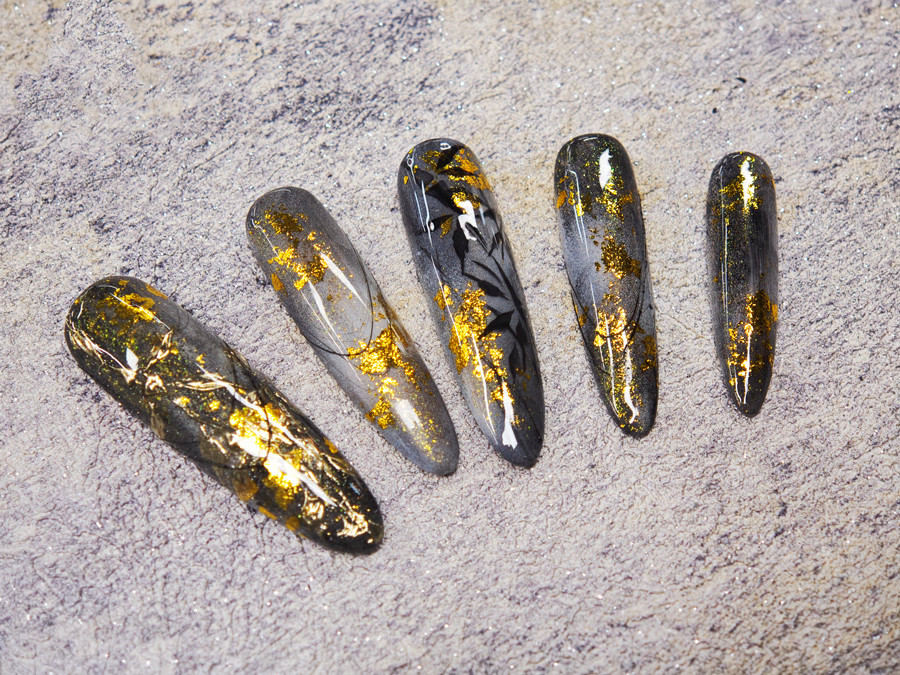 新中式竹林美甲，廣西美甲學(xué)校排名前十作品