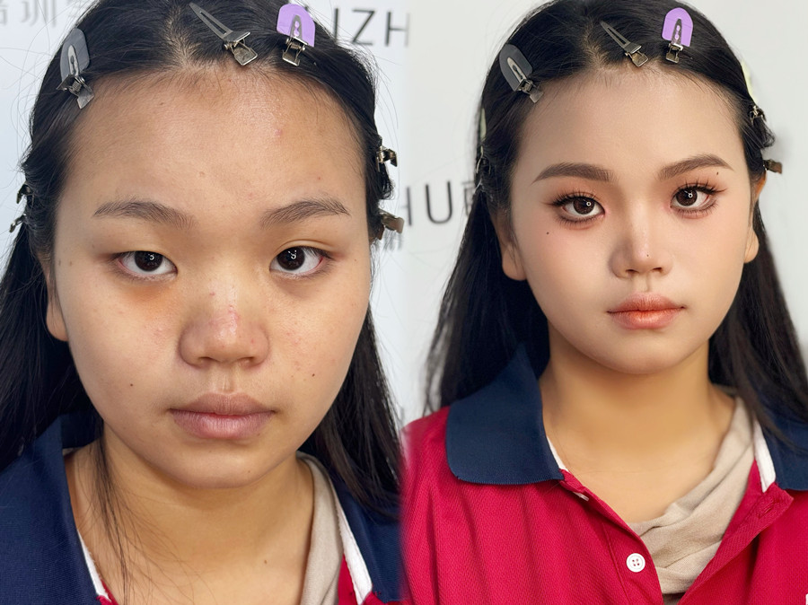 眼皮微調(diào)法的操作步驟，南寧化妝培訓(xùn)真人實(shí)操