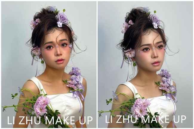 鮮花抽絲造型，南寧化妝高彩造型學(xué)校作品欣賞