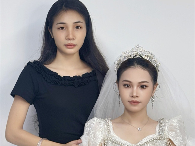 婚禮新娘造型，南寧化妝高彩班學(xué)員作品