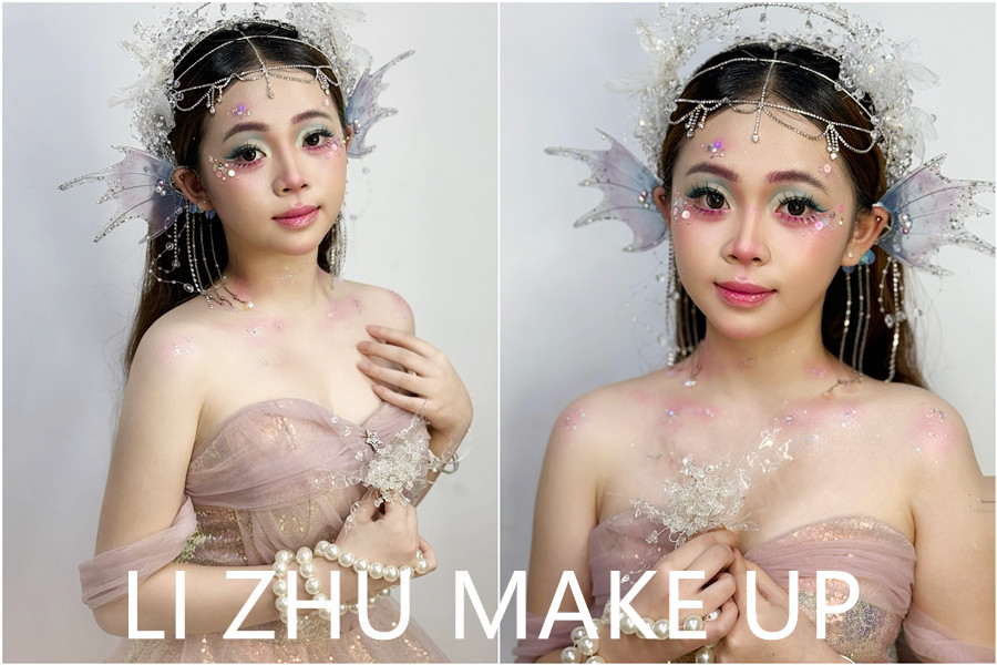 人魚妝造手法示范，南寧美妝專業(yè)學(xué)校課堂