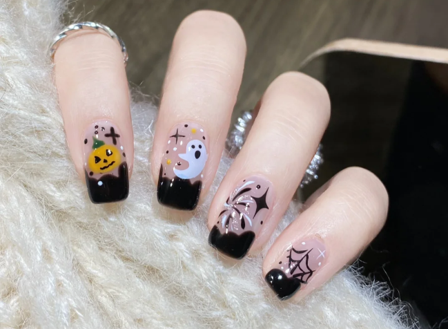 萬(wàn)圣節(jié)煙花美甲，南寧美甲進(jìn)修分享教程